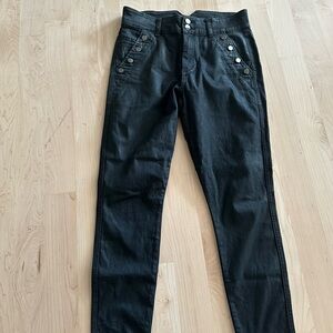 Joe's Jeans The Georgia High Rise Button Skinny Black Coated Jeans
